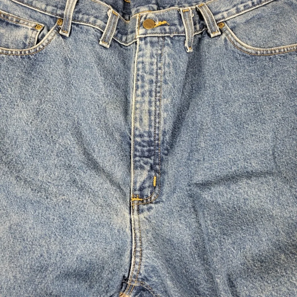 Carhartt B172 DST Flannel Lined Jeans Men 44x32 Blue Excellent Relaxed Fit Denim